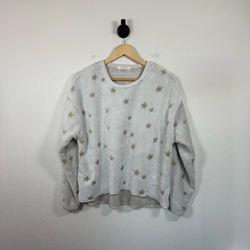 Z Supply Women’s Frosted Plush Star Long Sleeve Top Grey Size M - Picture 6 of 12